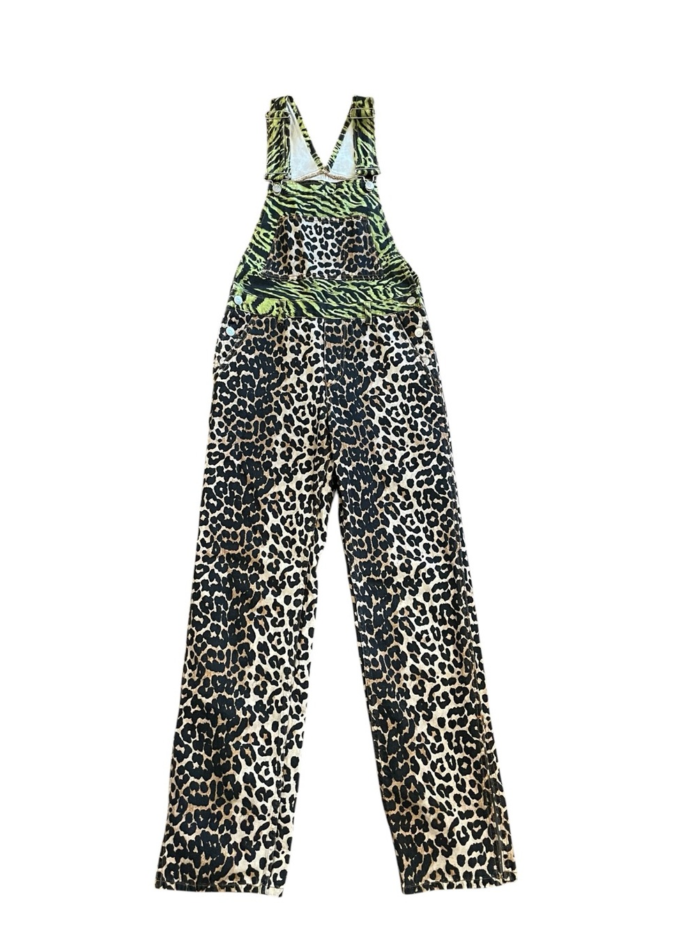 GANNI Animalier Printed Cotton Animal Leopard Print Overalls Jumpsuit - Picture 3 of 13
